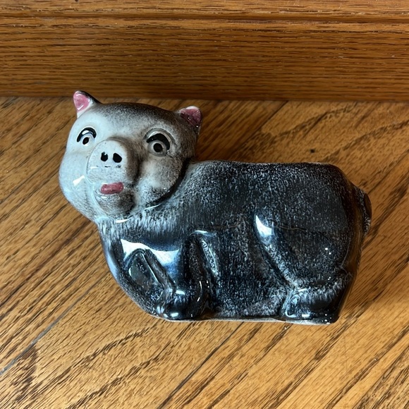 VTG pig planter gray white and pink plants - Picture 4 of 10